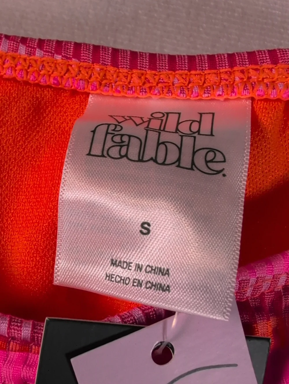 Wild Fable Pink/Orange Striped Beaded Bikini Bottom Low Rise Cheeky Size Small